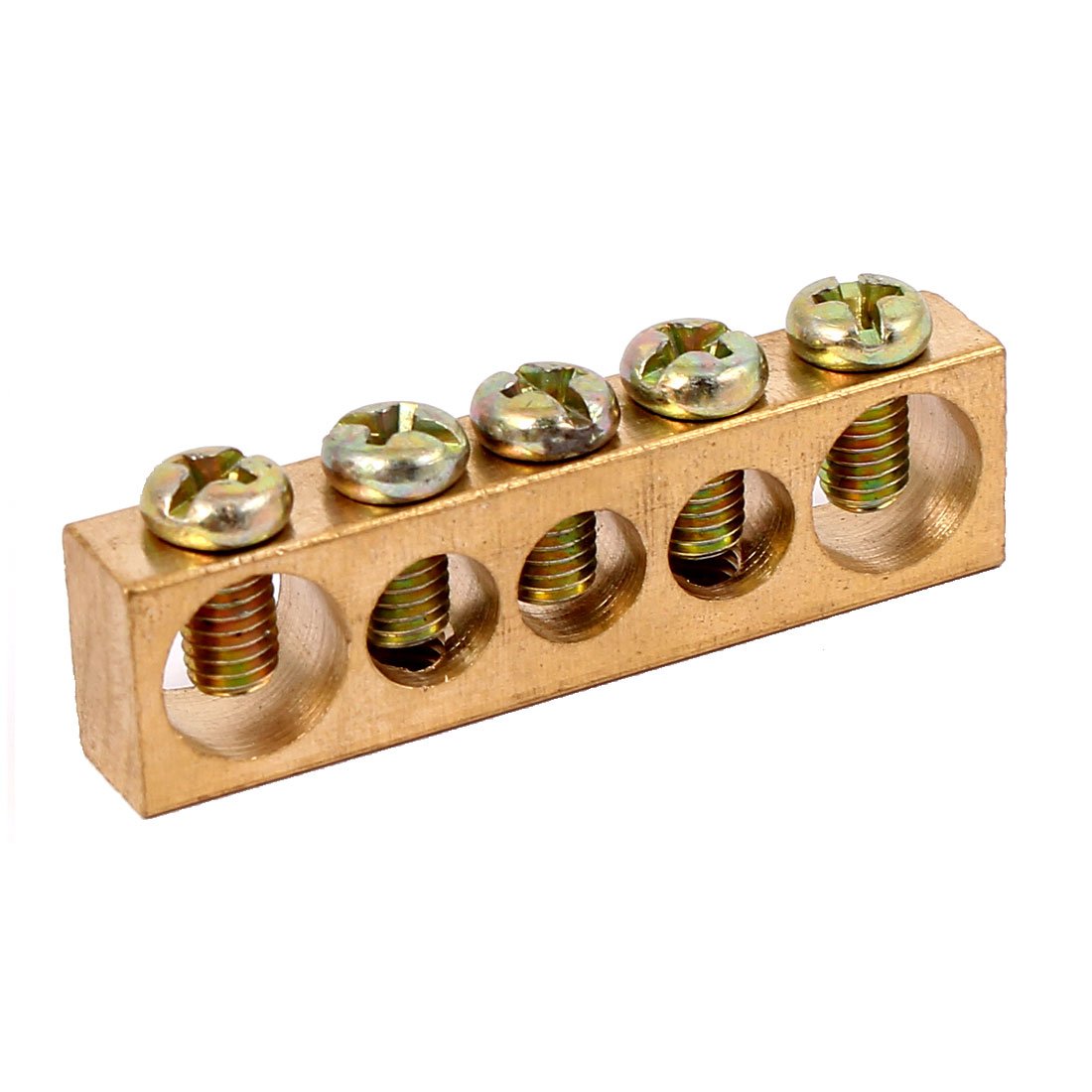 Sourcingmap 5 Positions Electric Distribution Wire Screw Terminal Ground Copper Neutral Bar
