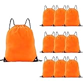 Haokuaile Drawstring Backpacks, 10 Pack — Lightweight Drawstring Bags for Gym, Daily Use & Travel (10, Orange)