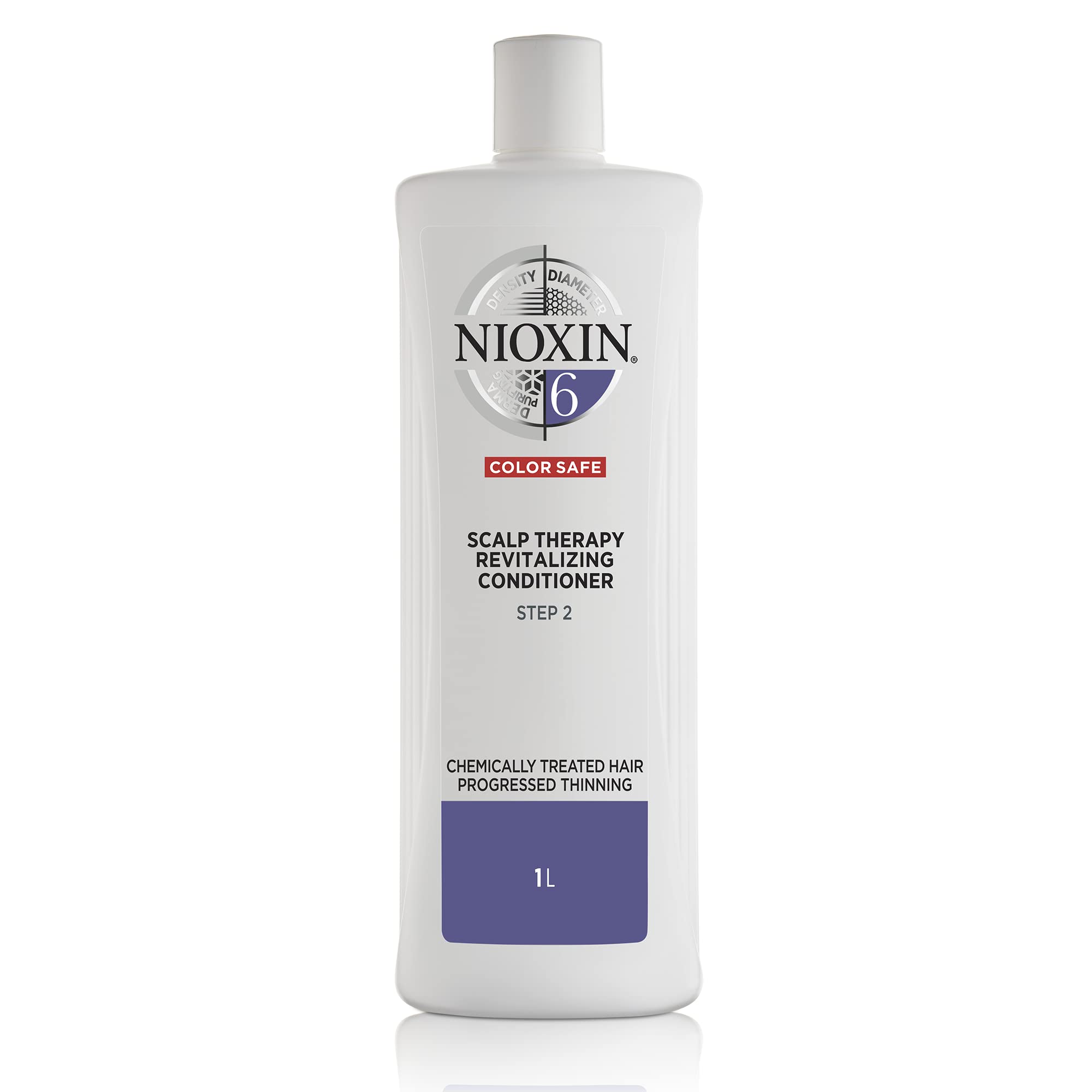 Nioxin 3-Part System, System 6 Chemically Treated Hair with Progressed Thinning, Hair Thickening Treatment, Scalp Therapy, Conditioner 1L