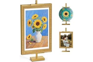 Victawks Adjustable Tabletop Easel Stand, Picture Easels for Display Up to 29" H, Metal Picture Frame Holder Stand Table for Art, Photo (Gold)