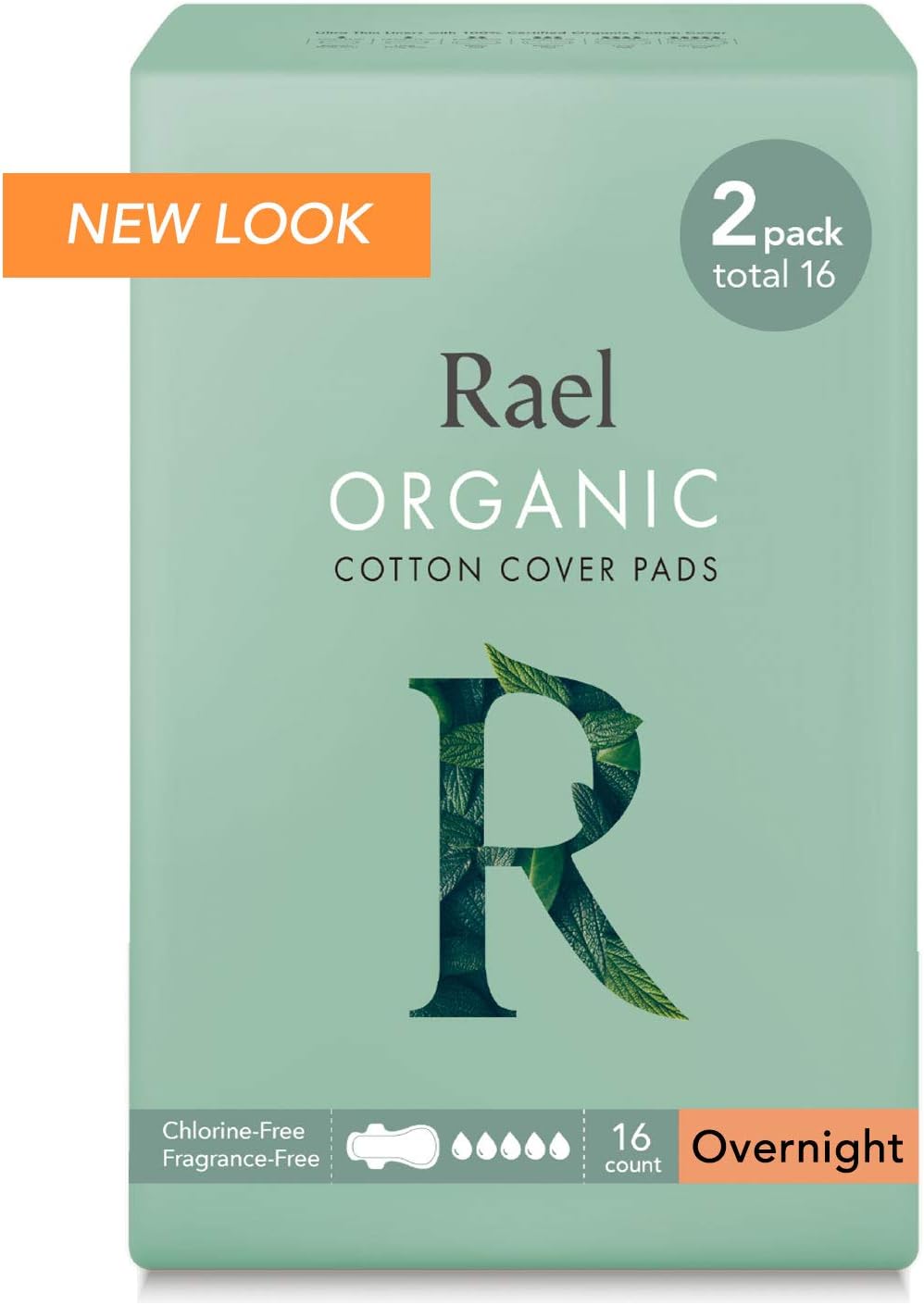 Rael Organic Cotton Cover Sanitary Towels, Heavy Absorbency for Night Ultra Thin Period Pads with Wings for Women Unscented