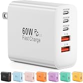 USB C Charger Block, 60W 5-Port Type C Charger Fast Charging Blocks | USBC Multi Port Wall Charger Plug for iPhone 18/17/16/15/14/13/12/11 Pro Max, Duo, Samsung Galaxy, Android Phone, iPad, White