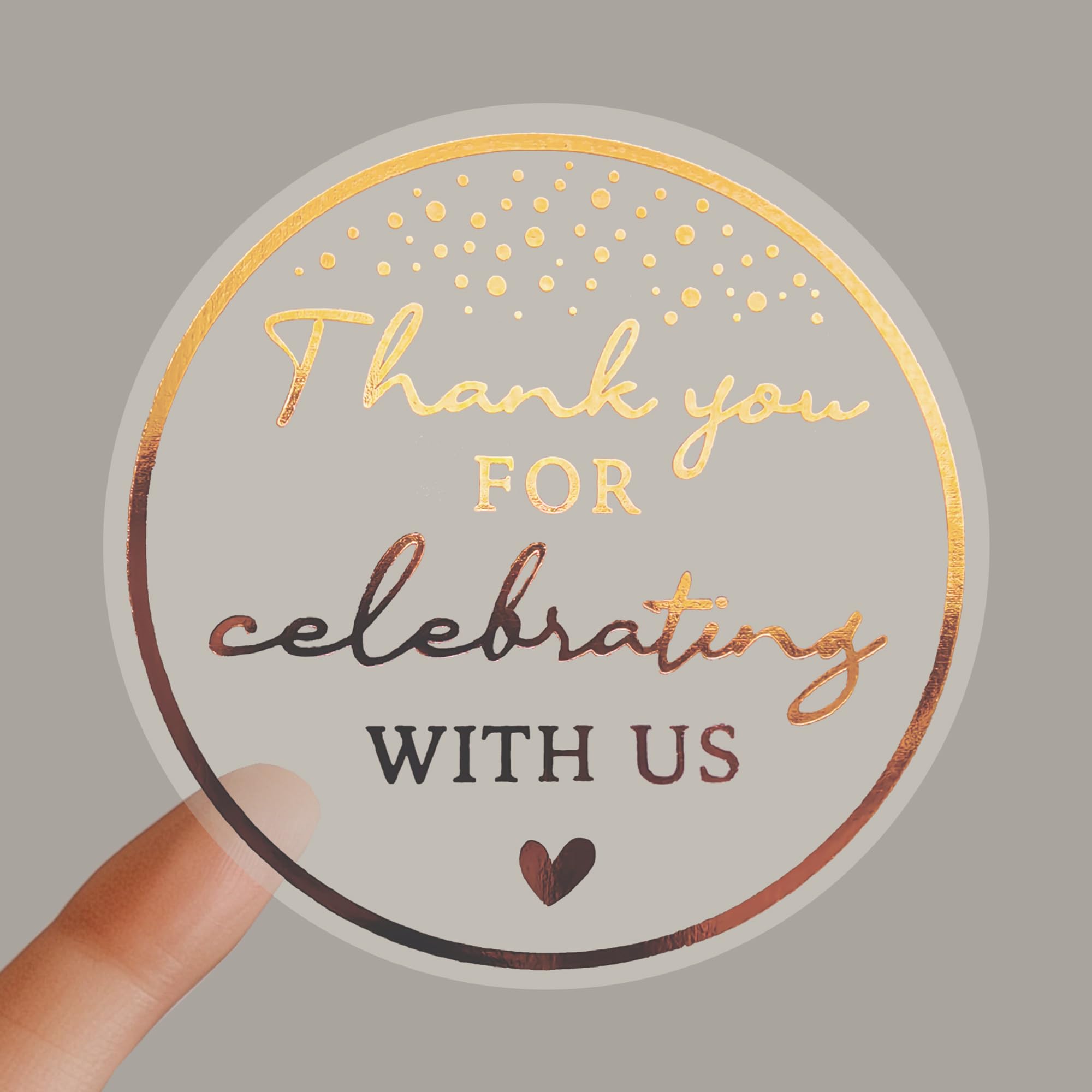100 x Thanks For Celebrating With Us Labels Real