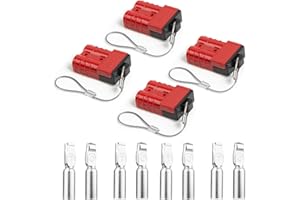 HYCLAT 6-10 Gauge Wire Connectors, 50A Battery Quick Connect Disconnect 12V-36V Powerpole for Car Bike ATV Winches Lifts Motors More Red 4 Pcs