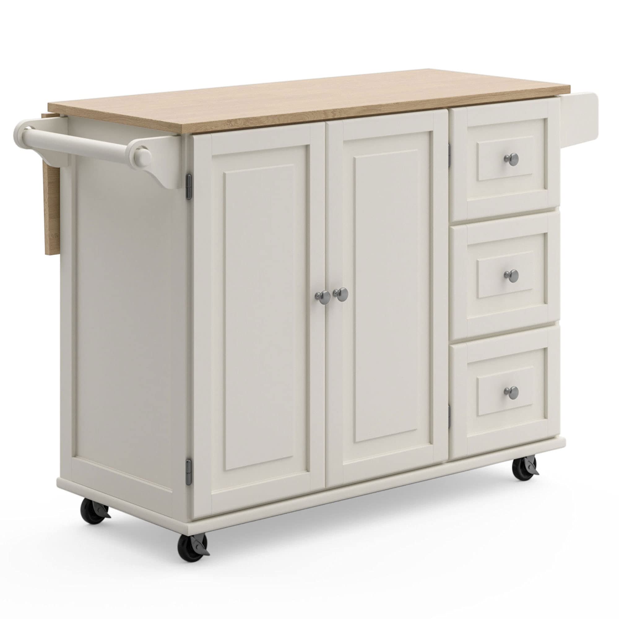 Photo 1 of Homestyles Dolly Madison Off-White Mobile Kitchen Island Cart with Wood Drop Leaf Breakfast Bar