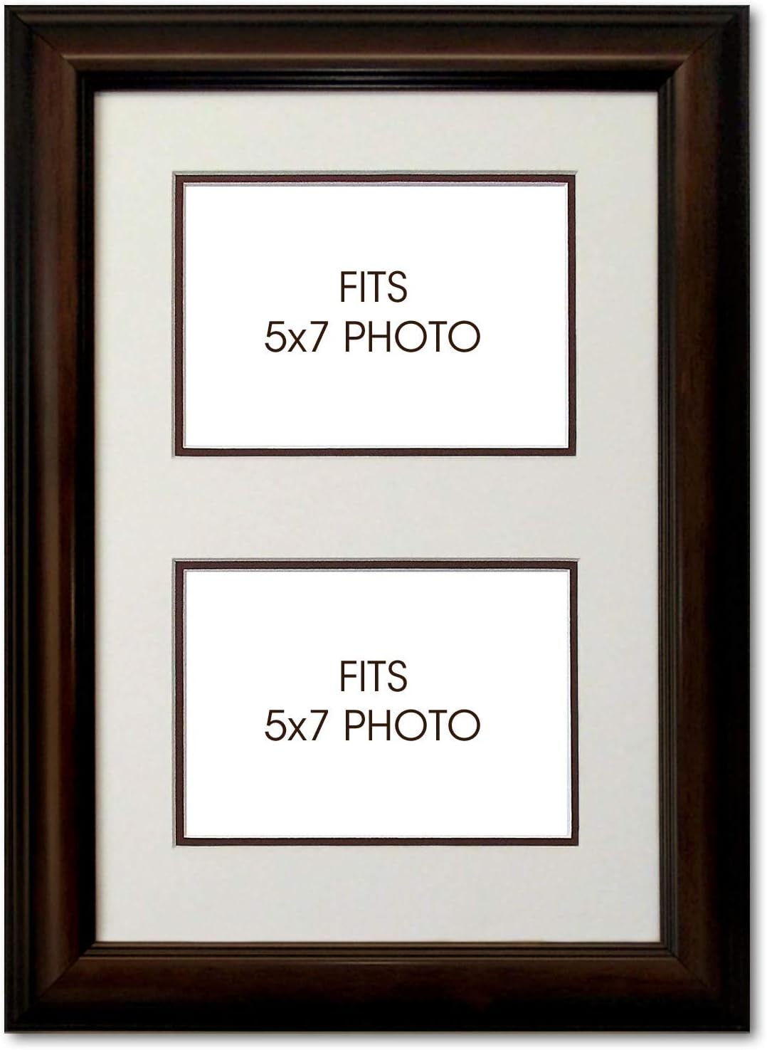 Amazon Com Wall Mount Double Photo Frames Multimat Holds Two 2 5x7 Photos Brown Wood Frame Other Products