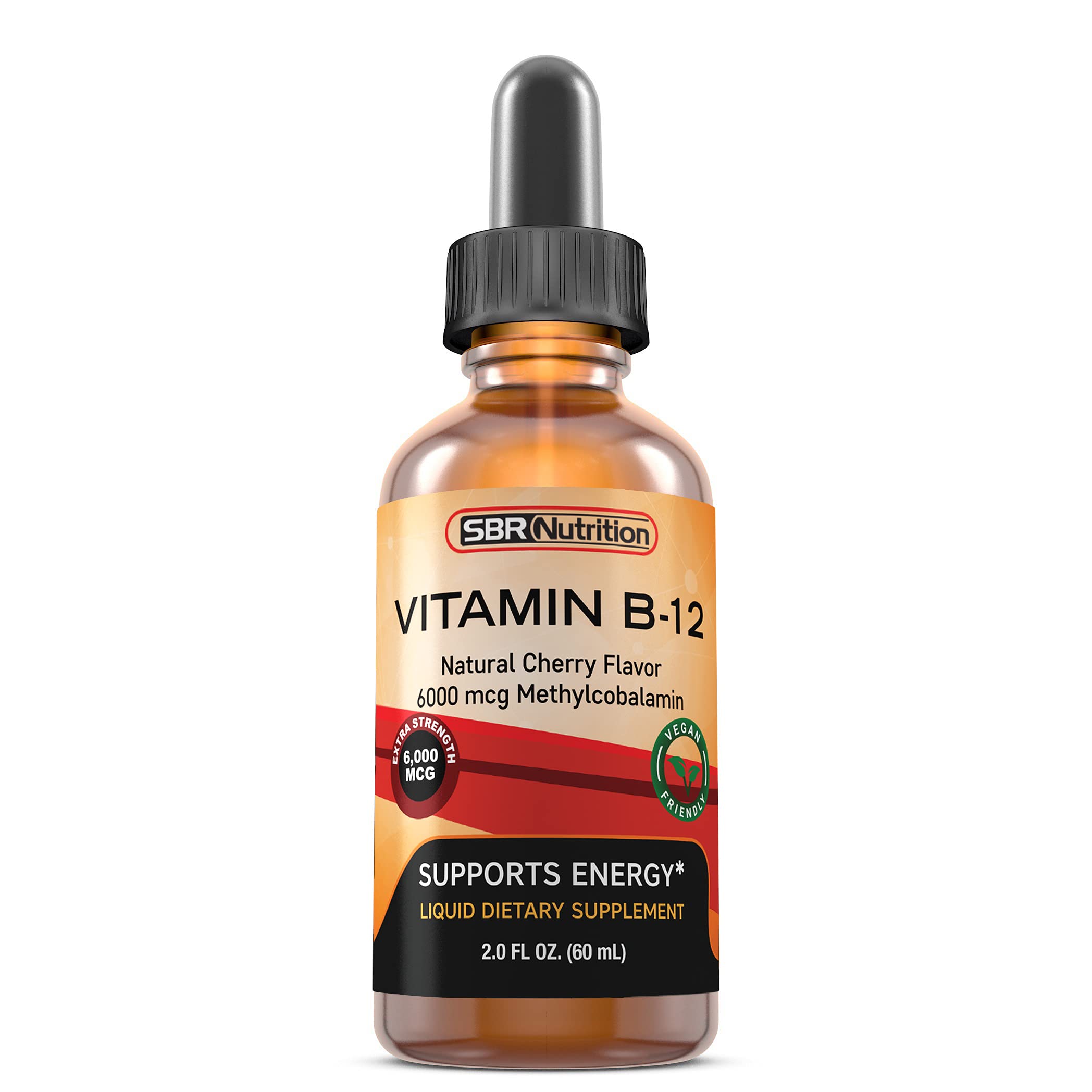 MAX Absorption, Vitamin B12 Sublingual Liquid Drops, 6000mcg Methylcobalamin Per Serving, 60 Servings, Non-GMO, Vegan Friendly