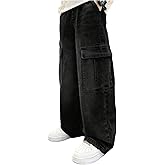 Verdusa Boys Jeans Baggy Vintage Straight Leg Denim Cargo Pants with Pockets 8-14 Years