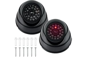 OctBird 2PCS Dummy Camera, Decoy Security Cameras with Flashing Red Light with Security Alert Sticker Decals, Dummy Fake Secu