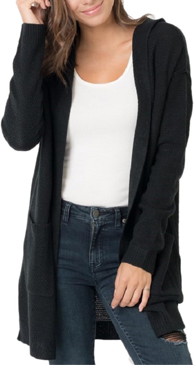 Yobecho Women's Hoodie Cardigan Pockets Long Sleeve Open Front Drape Knit Sweater