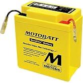 MotoBatt DB Electrical MBT6N6 Battery for Motobatt Battery 6Ah,Honda,Kawaski, Yamaha CA200 CB100 Super Sport CB125S CL100 Scrambler MT125 MT250 KE100A KE125A KL250 DT175 DT250 XT250 XT500, S90 Large