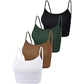 Boao 4 Pack Women's Cropped Tank Tops, Cotton Spaghetti Strap Crop Top Basic Sports Crop Cami Half Camisoles for Teen Girls