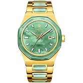 Diella Automatic Watches for Men Mens Watches for Men Luxurious Gift | Waterproof Date Luminous, Dial is Inlaid with Emerald Jade, Diamond Hour Markers
