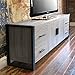Walker Edison Industrial Modern Wood Universal Stand with Cabinet Doors for TV's up to 80