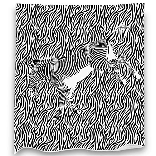 Loong Design Fun Zebra Throw Blanket Super Soft, Fluffy, Premium Sherpa