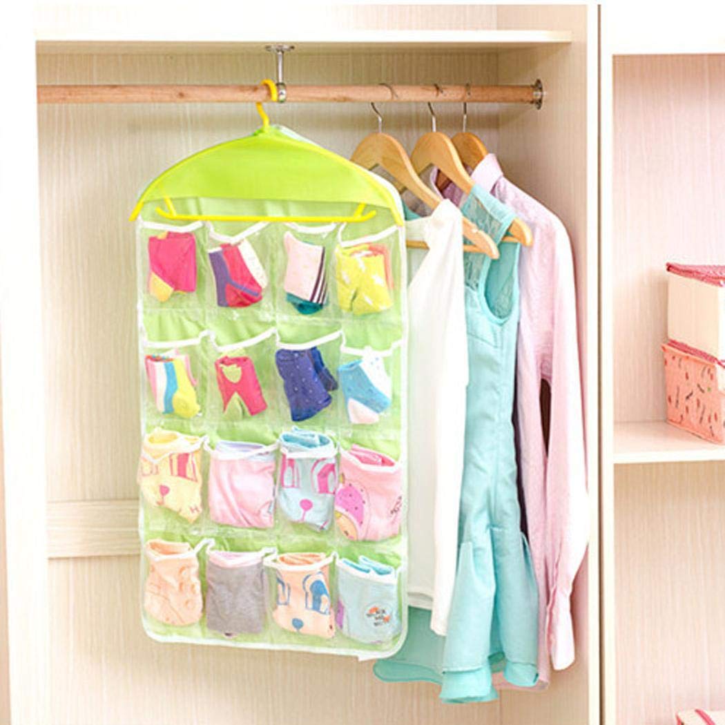 Purcon 16 Grid Clothing Socks Underwear Wall Door Sorting Storage Bag Hanging Shelves