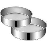 2 Pack Flour Sifter,Stainless Steel Fine Mesh Strainers Flour Sieve,8 Inch 60 Mesh and 10 Inch 40 Mesh for Baking Cake Bread (8"/60 mesh and 10"/40 mesh)