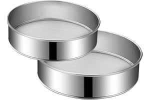 2 Pack Flour Sifter,Stainless Steel Fine Mesh Strainers Flour Sieve,8 Inch 60 Mesh and 10 Inch 40 Mesh for Baking Cake Bread 