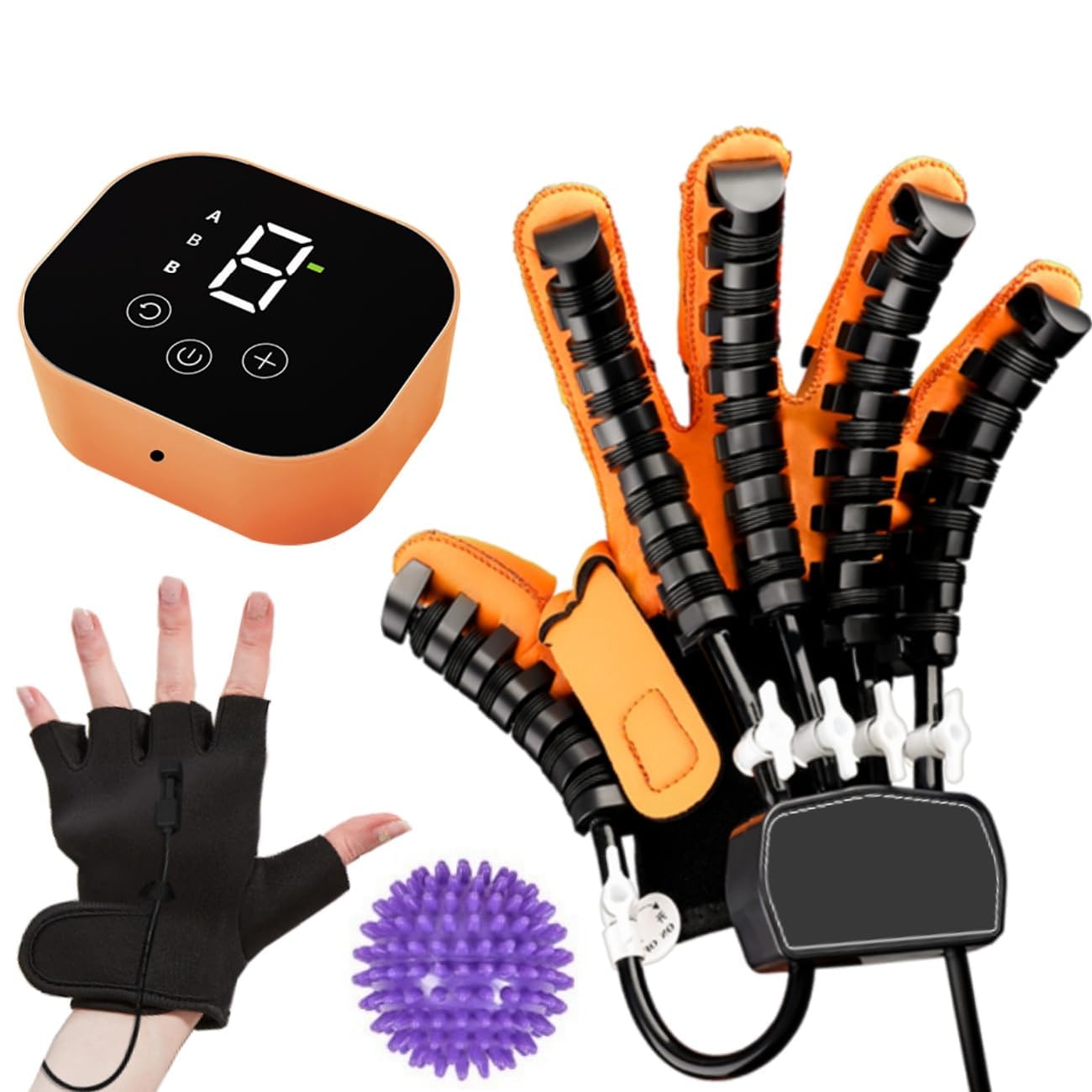 Photo 1 of GENDOING Rehabilitation Robot Glove for Stroke, Robotic Hand Stroke Recovery Equipment, Fingers Strength Training Device for Hemiplegia, Strength Adjustable (Left Hand-XL)
