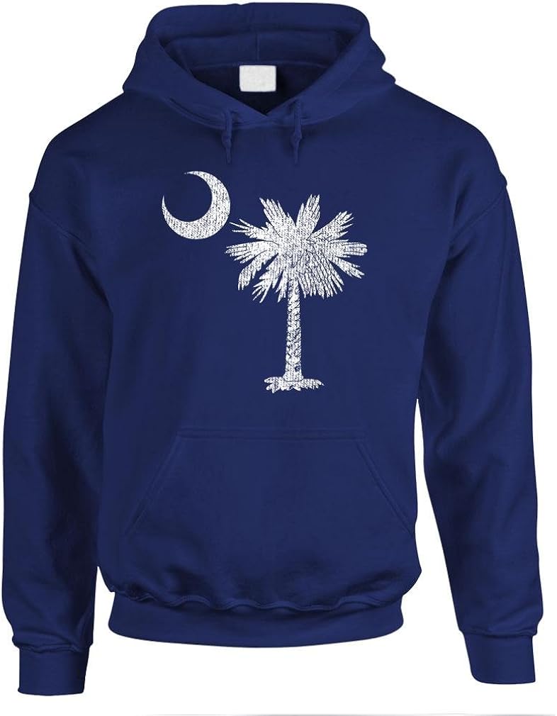 South Carolina - State Flag Pride Palm - Mens Pullover Hoodie: Clothing