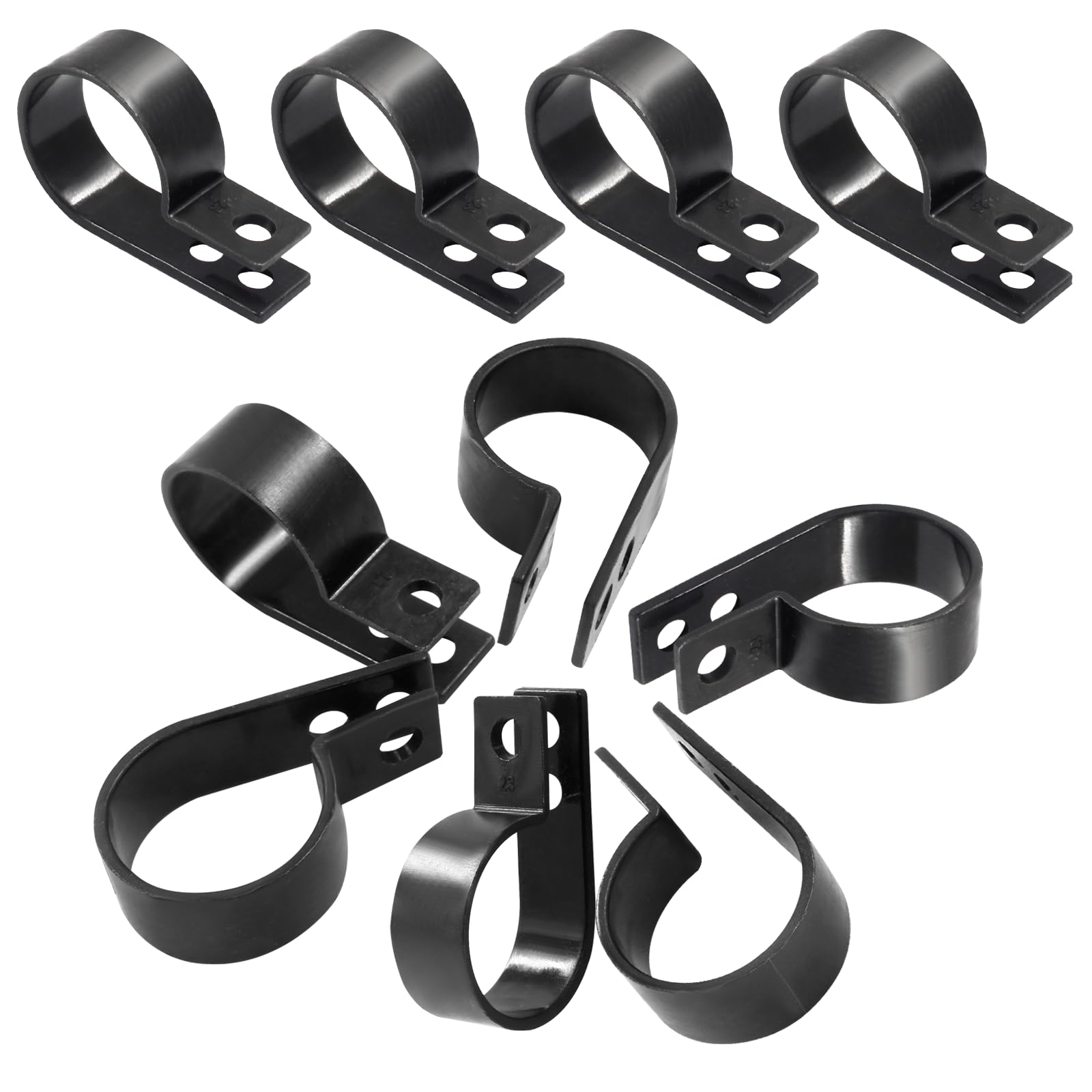 Cjueiom 20Pcs 25mm R-Type Cable Clip Wire Clamp, Nylon R-type Clamp Organizer Cord Clips Fit Cable Dia 21-25mm, Black Cable Clamp Cord Fastener Clips for Wire Management