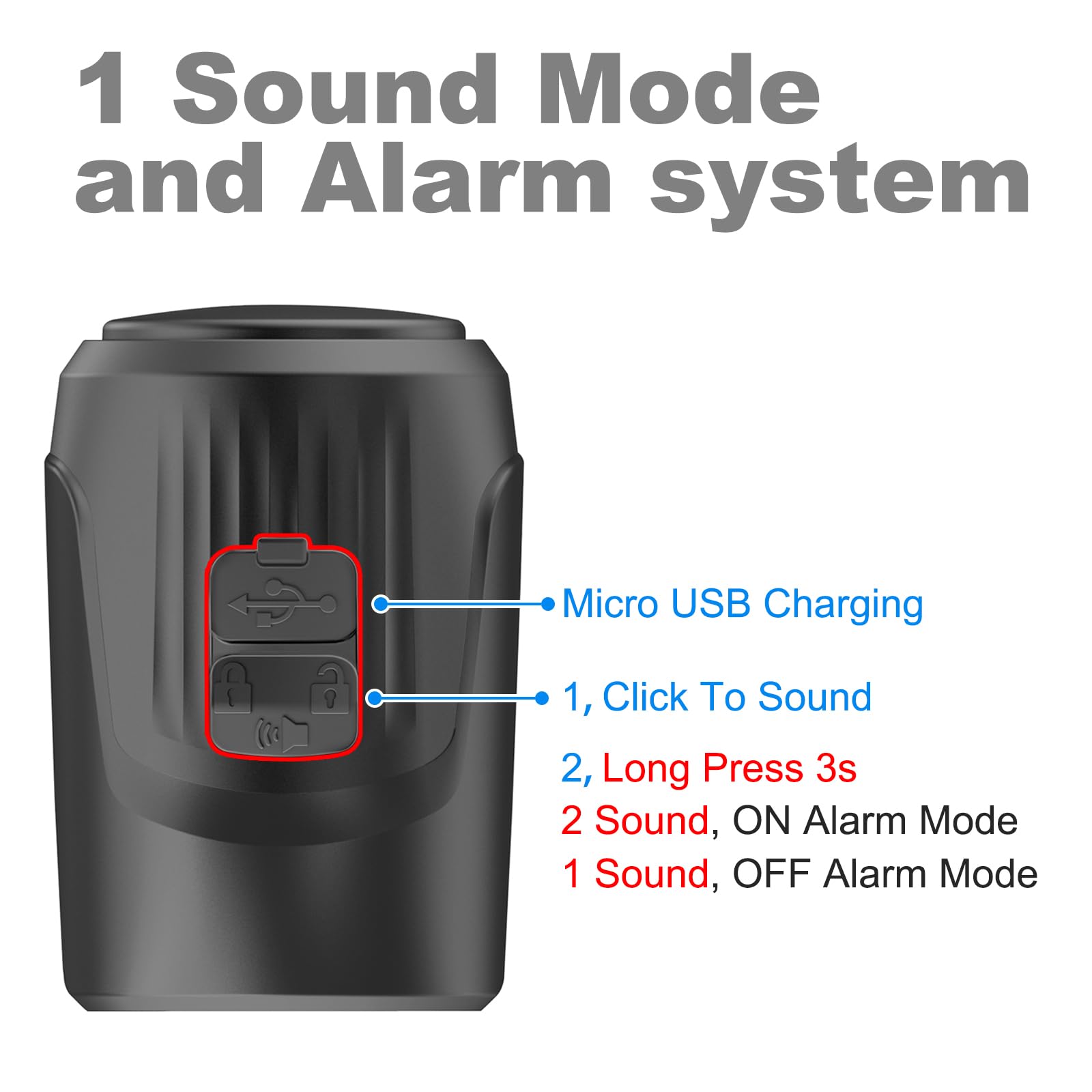 kimairy Electric Bike Bell, 125db Anti-Theft Alarm Loud Electric Bike Horn for Adults with 1 Sound Modes USB Rechargeable Battery Waterproof Bicycle Horn for MTB/BMX/Scooter/Road Cycling