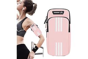 AiScrofa Sports Armband, Running Gym Universal Smartphone Arm Bag with Earphone Hole Multifunctional Pockets for iPhone 13/12
