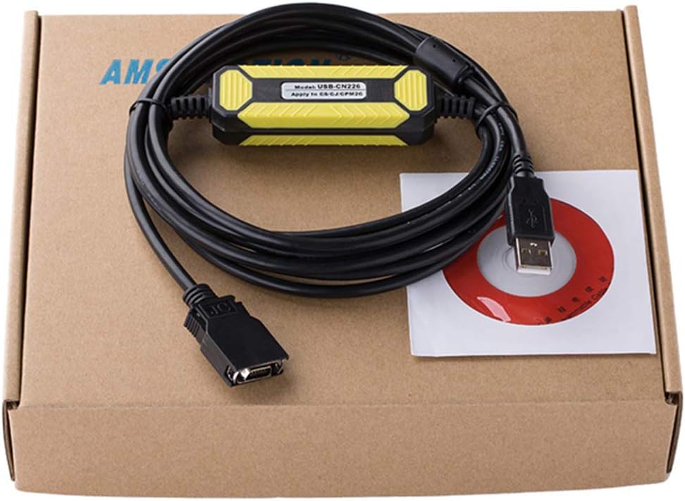 Morismoon 1pack/lot USB-CN226 PLC Programming Cable for Omron CS/CJ CQM1H CPM2C Series CS1W-CN226 USB Version (Yellow)