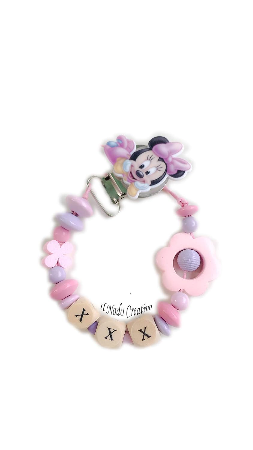 Cadena puerta chupete rosa Minnie disney | nombre adaptable ...