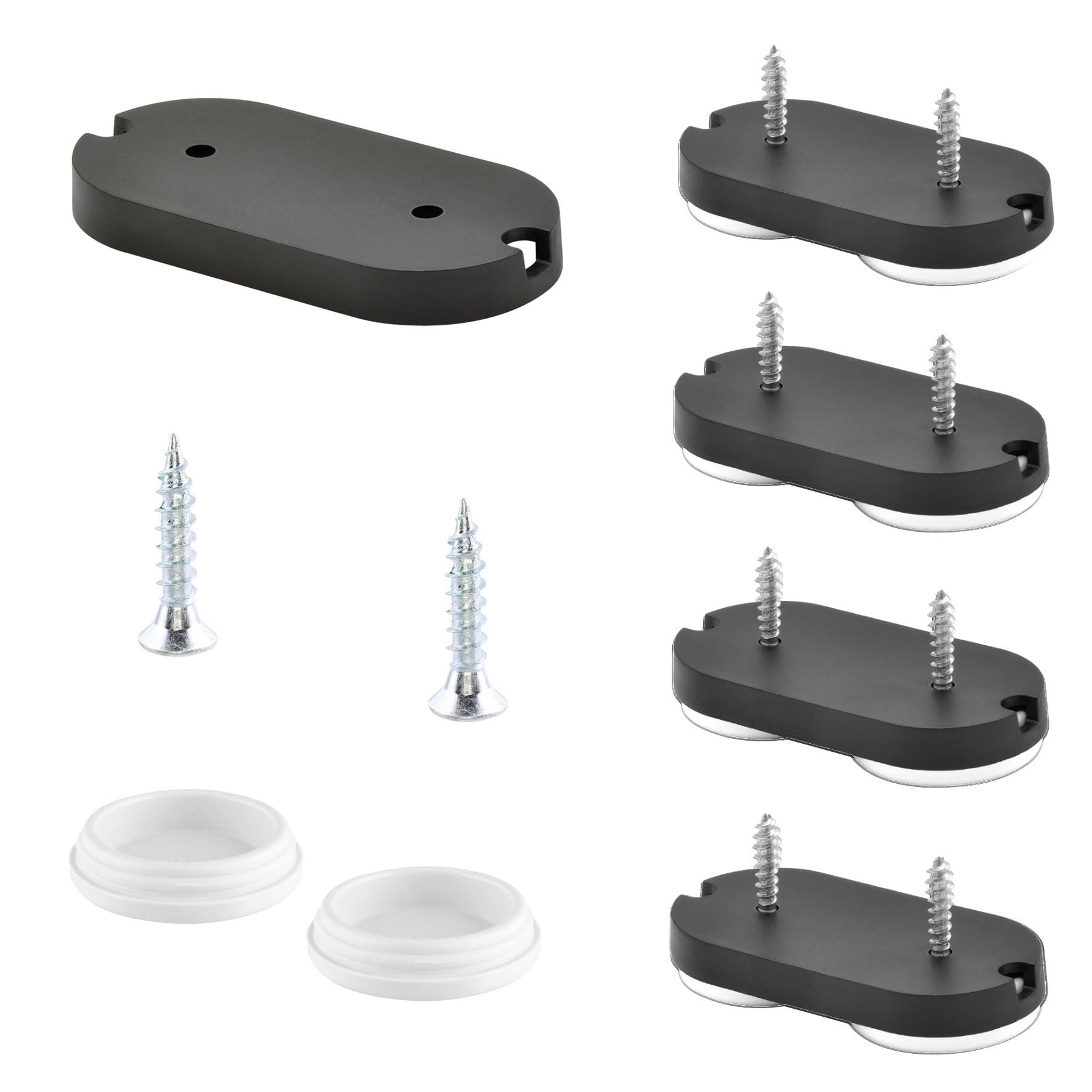 WAGNER QuickClick® Plastic glides furniture glides chair glides I 4pcs. set to screw on I 4x base + 8x screw + 8x glide insert interchangeable - plastic HYPER - 52 x 25 mm - Made in Germany - 15781500