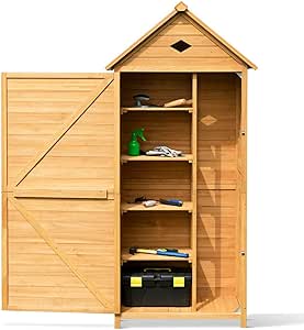 KB Cobertizo de jardín de Madera Techo Inclinado y Puerta con Cerradura