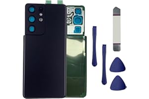 S21 Ultra Back Glass Replacement for Galaxy S21 Ultra 5G SM-G998U All Carriers Back Glass Cover with Camera Lens and Pre-Inst