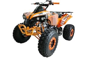 HHH ATV 125cc ATV Quad Youth Utility Style ATV 125cc ATV Fully Automatic with Reverse Gas ATV 4 Wheeler ATVs Quads Big 19/18 inch Tires (Orange)