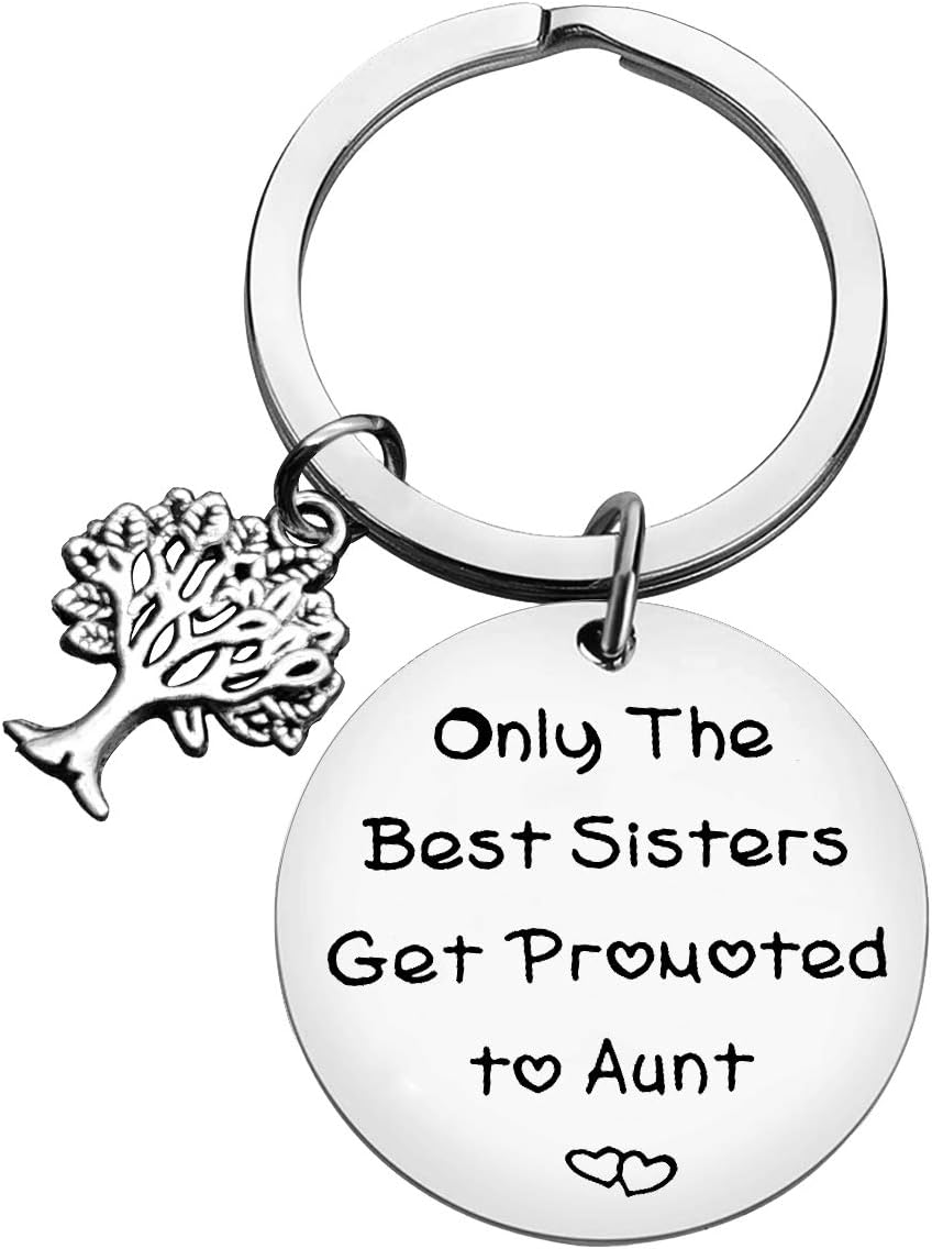 Huwujiu New Auntie Gifts for Sisters Friend Only the Best Sisters Get Promoted to Aunt Keyring New Auntie Keyring Gifts Aunt-to-be Gifts Pregnancy Announcement Gifts for Sister