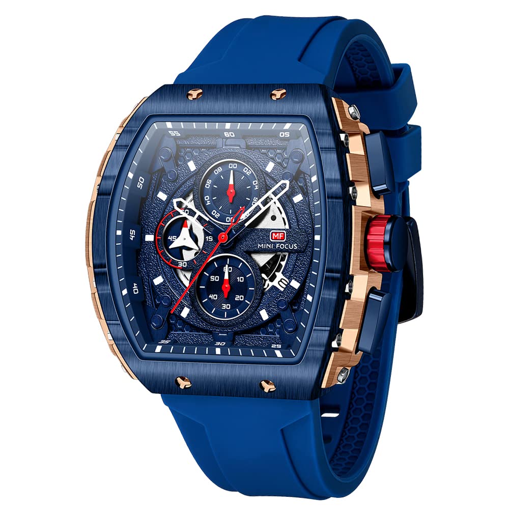 Photo 1 of ***(DO NOT WORK -SELLING AS IS)*** 
MF MINI FOCUS Watch for Men Wristwatch Fashion Hollow Big Dial Luminous Waterproof Sport Analog Quartz Business Chronograph Mens Watches Blue Silicon Strap Dress Watch