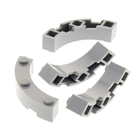 4 x Lego System Bogenstein neu-hell grau 4x4 Makkaroni Form viertel Kreis Zaun Ecke rund Brunnen Stein Star Wars 10227 7965 4