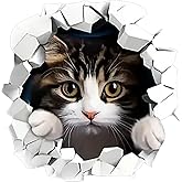 2 pcs 3D Hole Peeping Cat Funny Car Bumper Sticker,5 Inch Vinyl Decal, Waterproof,Die-Cut for Cars,Windows,Laptops