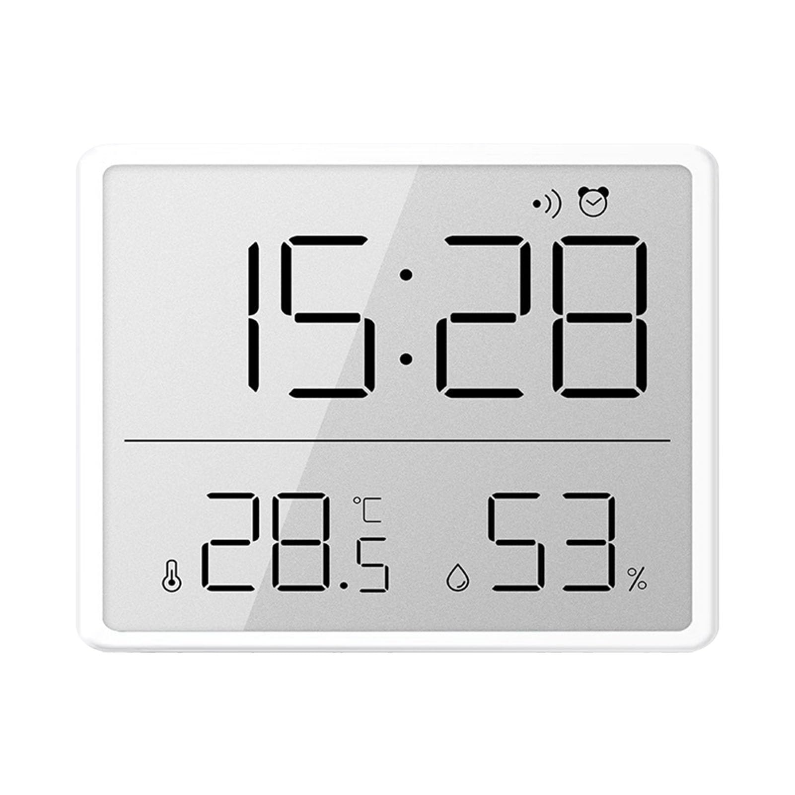 HERCHR Digital Wall Clock with Temperature Humidity Display,Alarm Small Wall Clocks Slim Battery Operated LCD Digital 3.7×0.6×2.9in for Bedroom Home Office
