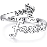 JERWLI Cross Faith Rings 925 Sterling Silver Cross Ring for Women Adjustable Christian Rings Religion Jewelry For Women Friend