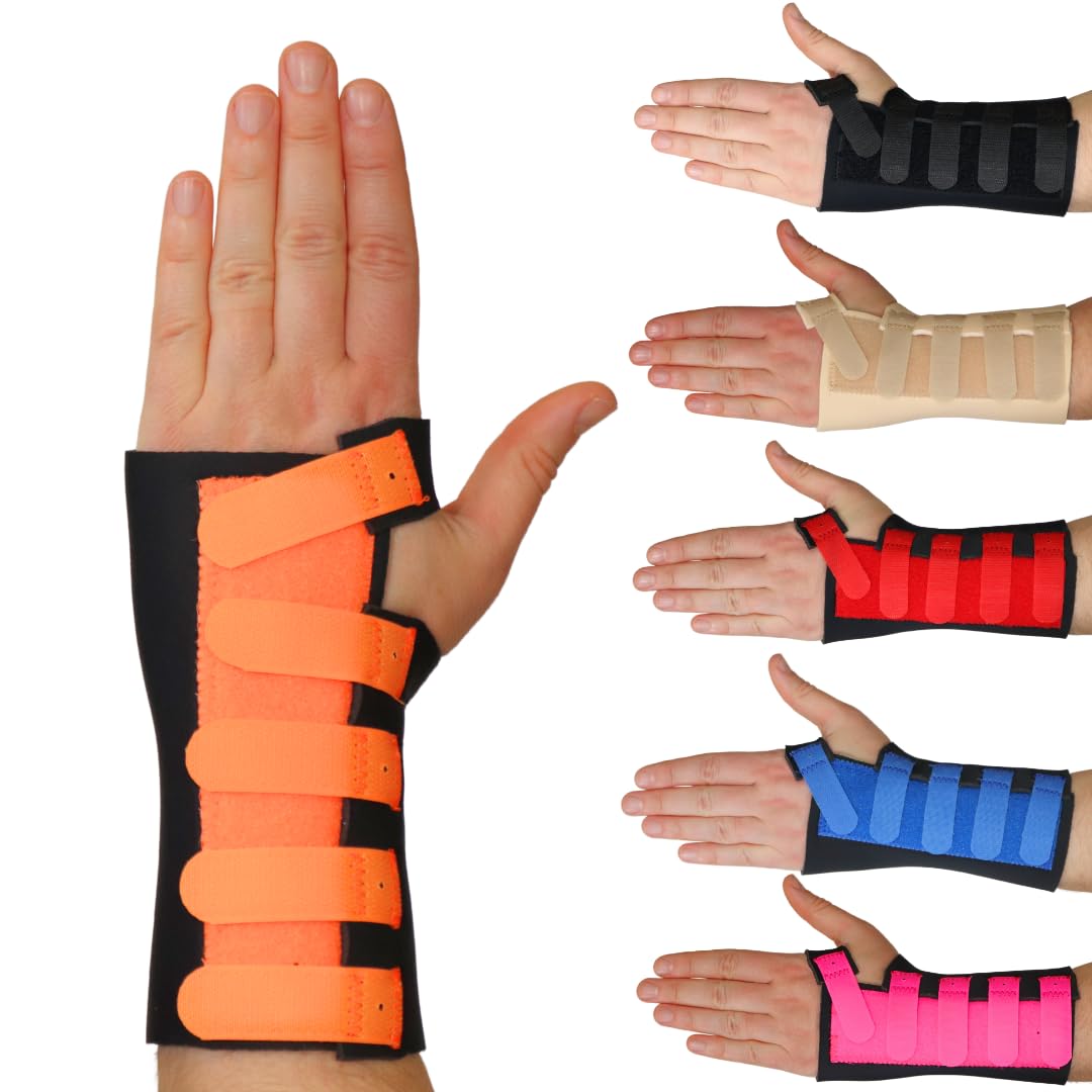 Solace Bracing Cool-Flow Max Wrist Support (6 Colours) - #1 British Made & NHS Supplied Advanced Wrist Brace Splint for Carpal Tunnel, Arthritis, Tendonitis, RSI, Fractures & More - Orange, S, Right