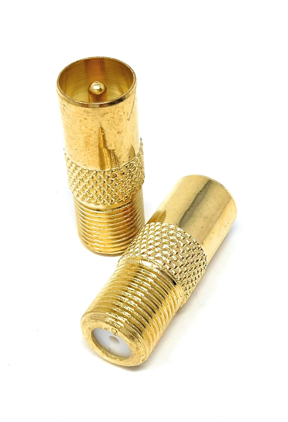 DRUT 2pcs F Type Screw Female Socket to TV RF Male Coax Aerial Antenna Cable Adapter (Gold)