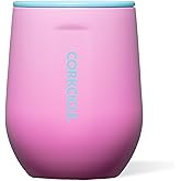 Corkcicle Stemless Wine Tumbler - Keeps Drinks Cold for 6 Hours - Triple-Insulated Stainless Steel - Non-Slip Base - Summer Drinkware Gift - Keeps Drinks Ice Cold - 12 oz - Pink Pop