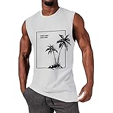 iudam Mens Summer Beach Tank Top Tropical Hawaiian Palm Tree Print Sleeveless Shirts Muscle Tee Vacation Shirts