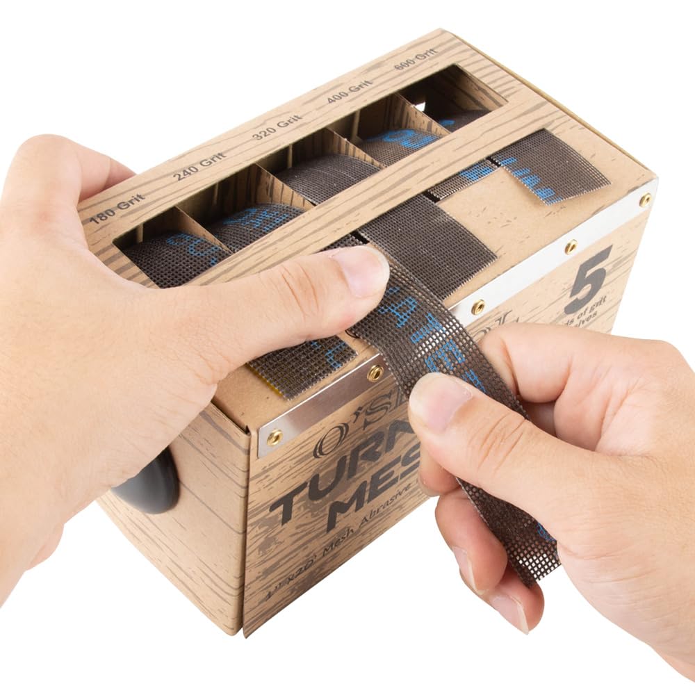 O'SKOOL Turners Mesh Sanding Abrasive Roll with Dispenser – 5 Grits Variety Pack (180, 240, 320, 400, 600)