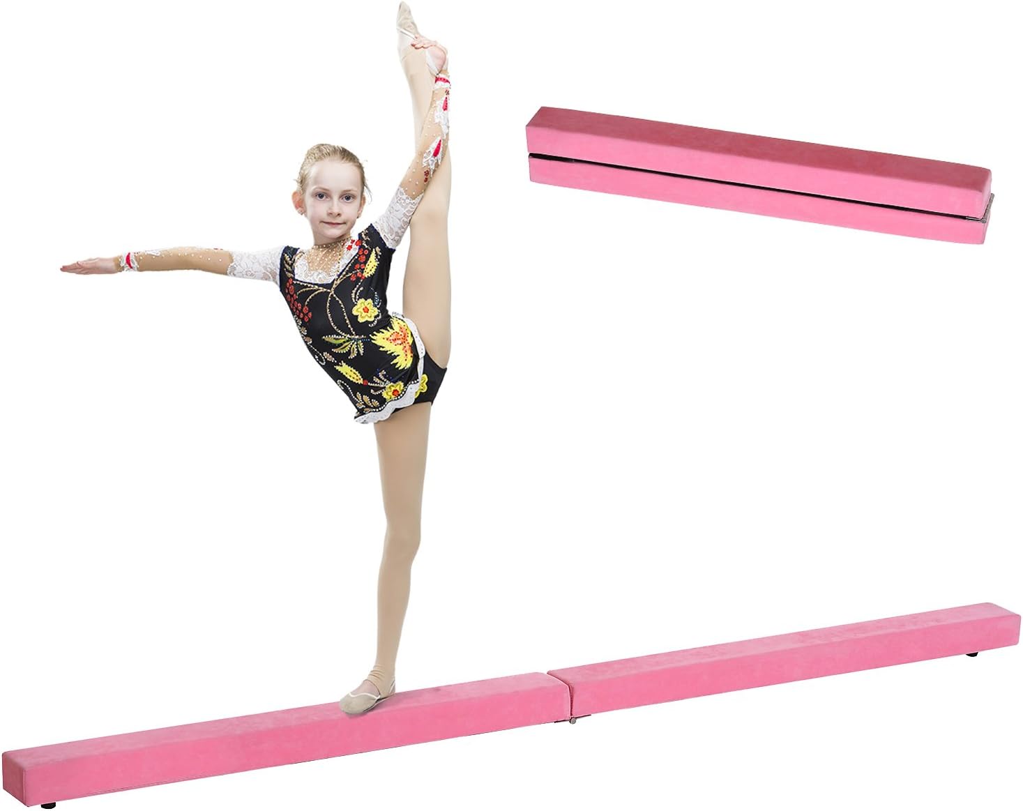 HOMCOM 2.1M 7FT Gymnastics Folding Balance Beam Home Gym Training Exercise Sports - Pink, 210L x 10W x 6.5H cm - Image 4
