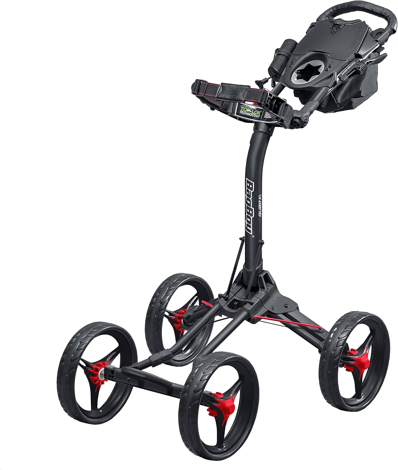 Bag Boy Quad XL Golf Push Cart, Red/Black Image