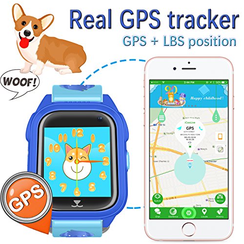iCooLive Waterproof IP67 Kids Smart Watch Accurate GPS Tracker with FREE SIM CARD for Kid Boys Girls Smartwatch Phone watch Game watch with SOS Call Camera Electronic Learning Toys Birthday Gift