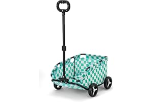 K ERATISNIK Dog Stroller 4 Wheels Folding Dog Cart Pet Stroller for Travelling Shopping Walking Playing for Small Dogs Cats (Plaid Green)