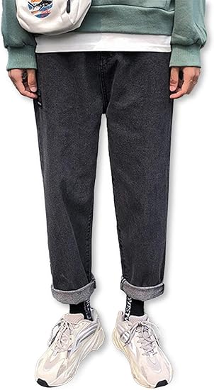 Amazon スプリングスワロー メンズ カジュアル デニム クロップド ジーンズ ワイド イージーパンツ ロングパンツ ジーンズ 通販