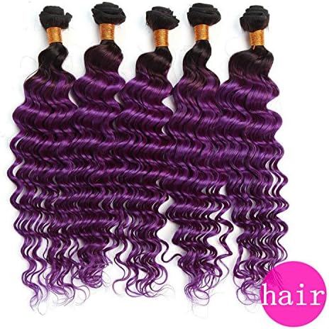 Tomorrowlover 10-30 Inch One Bundle 6A Ombre Brazilian Hair Deep Wave Black And purple root Brazilian Virgin Hair Ombre Deep Wave 50g/pc Ombre Human Hair